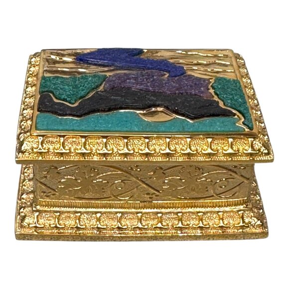 Black Hills Gold Collectible No. 3 Trinket Jewelry Box Mountains Inlaid Gemstone - Picture 10 of 11